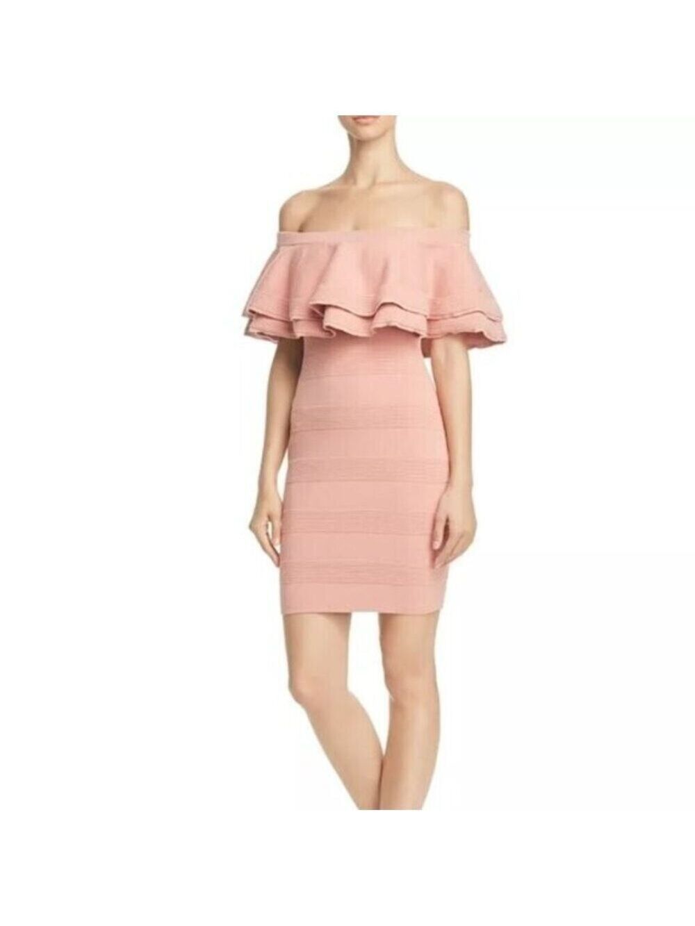 *Endless Rose Off The Shoulder Tiered Ruffle Bodycon Dress Black Cotton Mini S